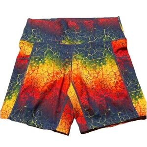 Constantly Varied Gear CVG Squat Proof Shorts Small Rainbow Crackle Print Pocket